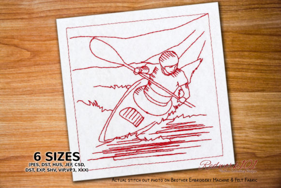 Boy Kayaking Redwork: A Holiday Design Review