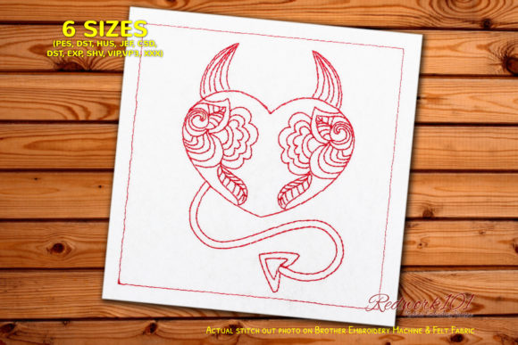 Devil Heart on Valentine Pattern Redwork Review