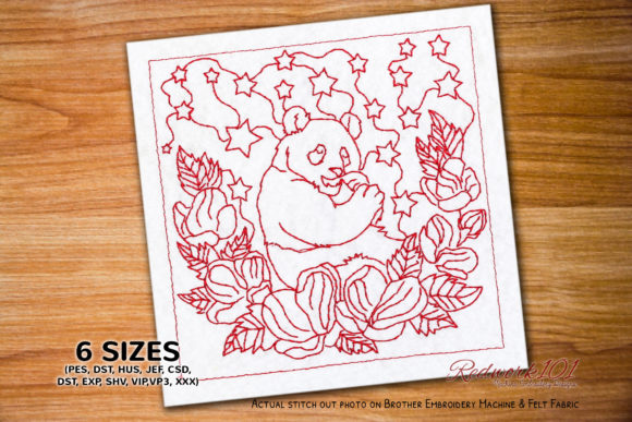 Panda in Forest Scene Redwork Review