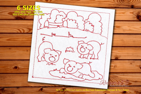 Three Cute Pigs Redwork: A Designer's Review