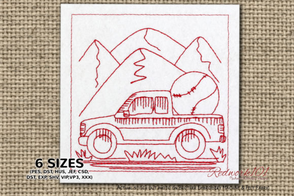 Truck Carrying Baseball Redwork: A Designer's Review